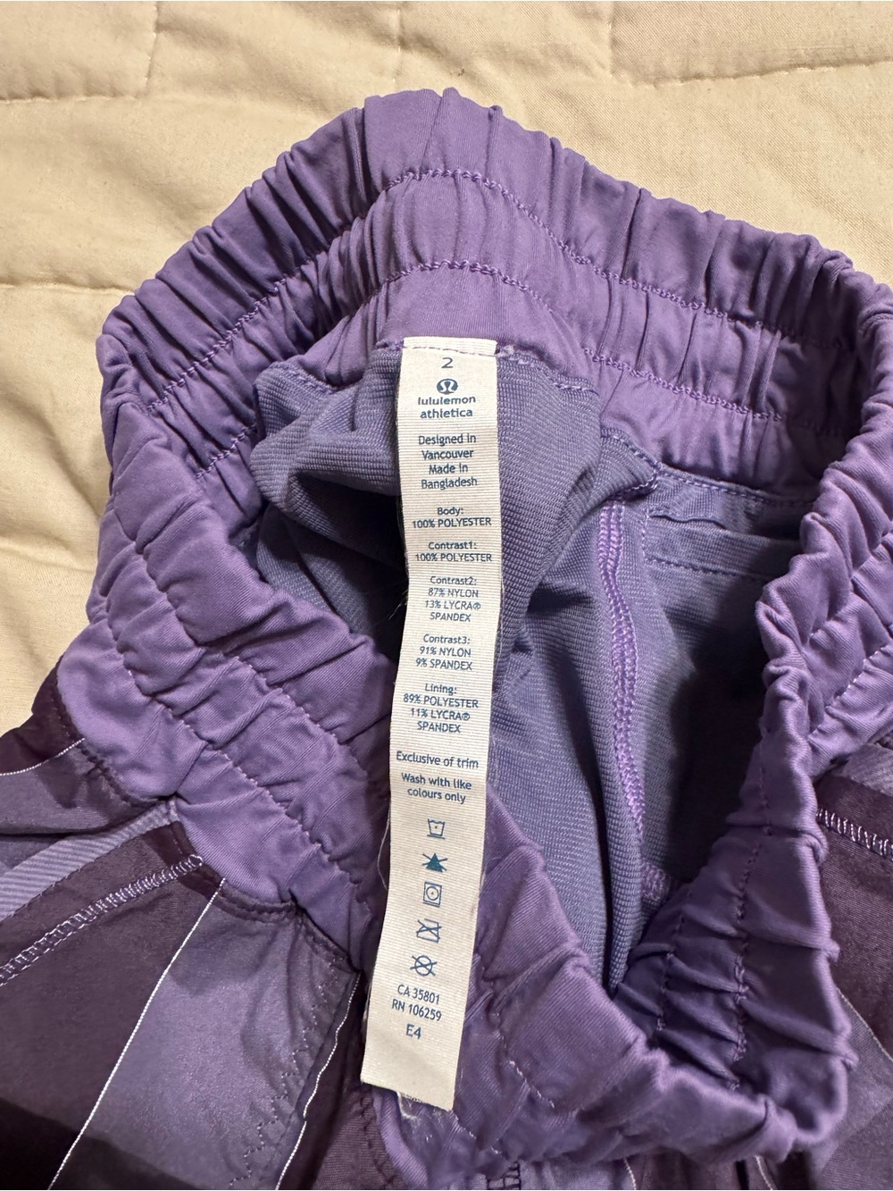 Lululemon Purple Plaid Run Shorts size 2, 4” - Picture 4 of 7
